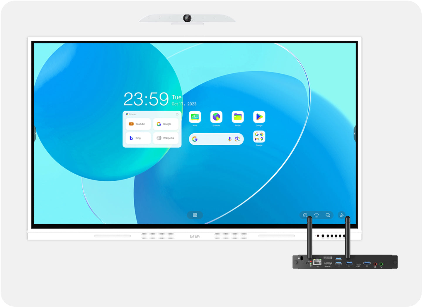 GTEK Smart Board, 4K UHD Touch Screen Electronic Whiteboard with Dual OPS Slot for Classroom, Office, Business and Home (Board with OPS)