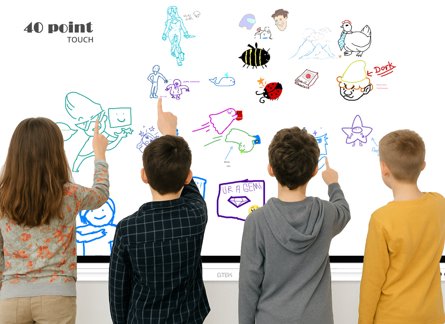 GTEK Smart Board, 4K UHD Touch Screen Electronic Whiteboard with Dual OPS Slot for Classroom, Office, Business and Home (Board with OPS)